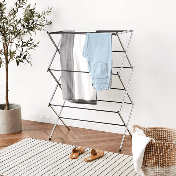 Adjustable & Foldable Clothes Hanger, Retractable Collapsible Clothing Rack, Space Saving Hangers for Indoor Air Drying, Energy Saving, Ideal for Closet, Laundry Room & Travel
