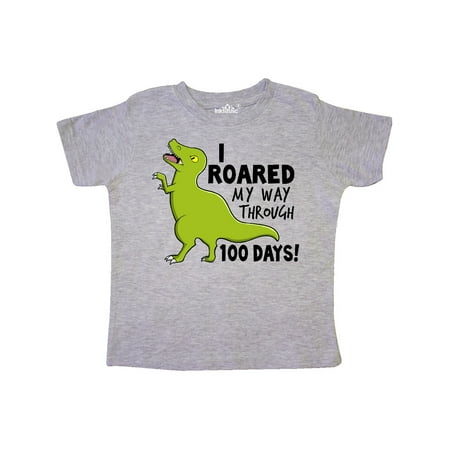 

Inktastic I Roared My Way Through 100 Days with Green Dinosaur Gift Toddler Boy or Toddler Girl T-Shirt