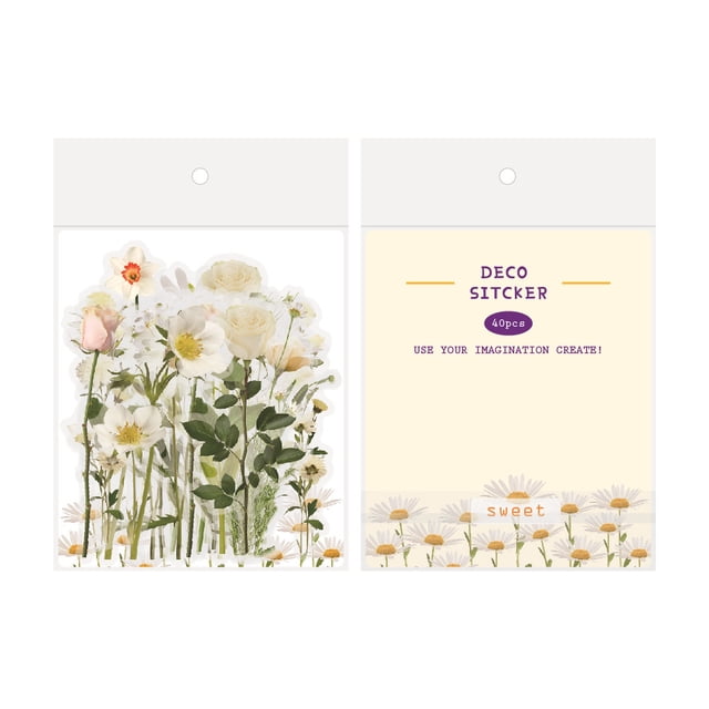 Bolsa con pegatinas de flores, impermeable, transparente, PET, cuenta de mano, diario, material de tulipán, cuenta de mano, pegatina