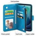 thumbnail image 6 of Asuwish Compatible with Motorola Moto G 5G 2024 Wallet Phone Case and Tempered Glass Screen Protector Flower Faux Leather Flip Credit Card Holder Stand Zipper Cell Cover for G5G 5 G G5 Women Blue, 6 of 9