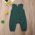 thumbnail image 2 of Diconna Newborn sleeveless cotton solid color button trousers jumpsuit, 2 of 5