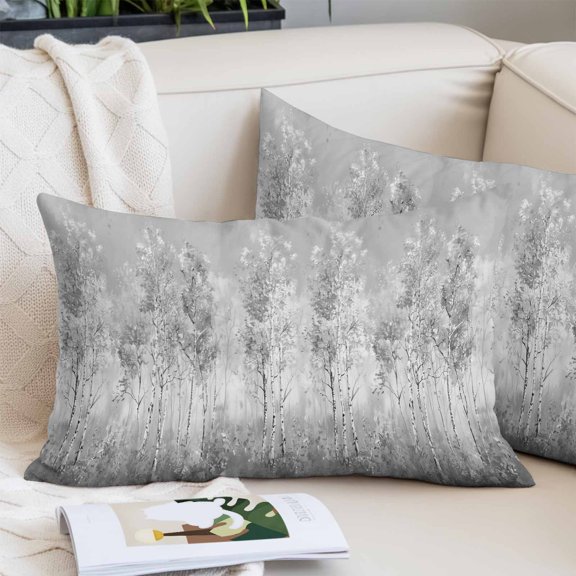 Grey Vintage Pillow Covers King, Modern Abstract Art Oil Paiting Soft Brushed Microfiber Breathable Throw Pillow Covers, Decorative Pillowcase with Zipper for Couch Sofa Bedroom Living Room 20"x36"