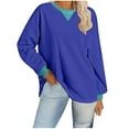 thumbnail image 2 of Aloohaidyvio Long Sleeve Tops for Women No Boundaries Women's Large Size Loose Casual Color Stitching Long Sleeve Round Neck Top, 2 of 6