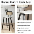 thumbnail image 6 of WOOW DEPOT PU Bar Stools 26" Counter Height w/ Rattan Back Set of 1, Modern Black Bent Wood Bartool Leather Upholstered Chair for Kitchen Pub Island Dining Room, 6 of 9