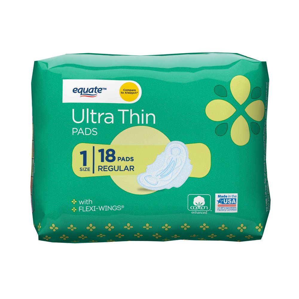 Equate UltraThin Pads with FlexiWings, Regular, Size 1, 18 Count