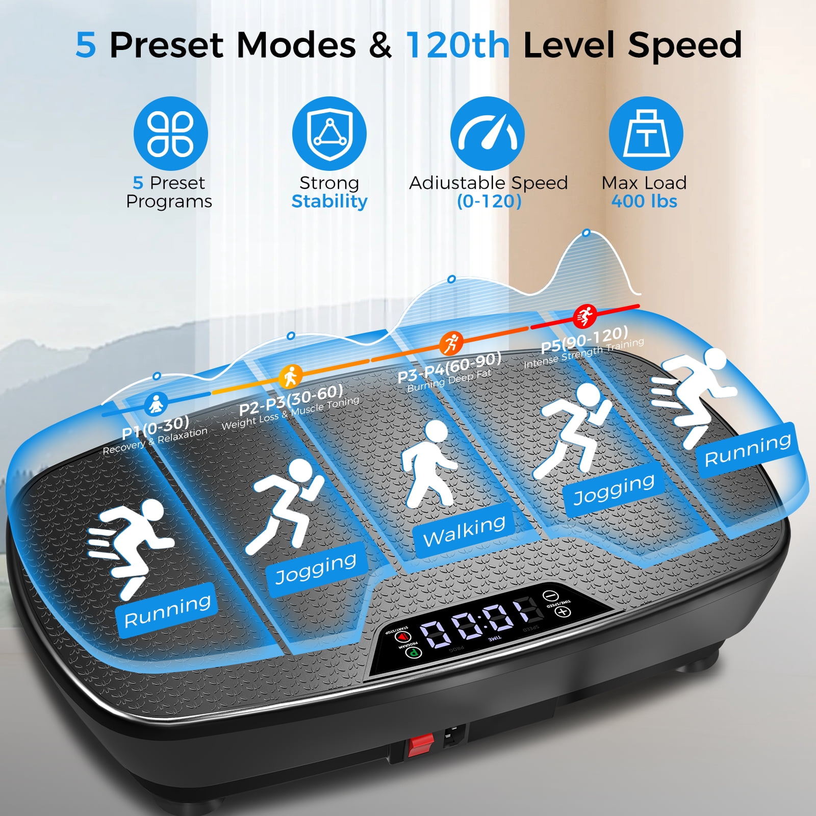Tomile Vibration Plate Exercise Machine for Home Fitness, Whole Body Vibrate Plate, 400 Lbs Capacity with Resistance Band