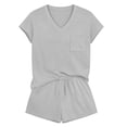 thumbnail image 7 of FRSASU Women's 2 Piece Outfits Casual Short Sleeve Pullover Tops and Drawstring Shorts Pants Lounge Sets Gray, 7 of 7