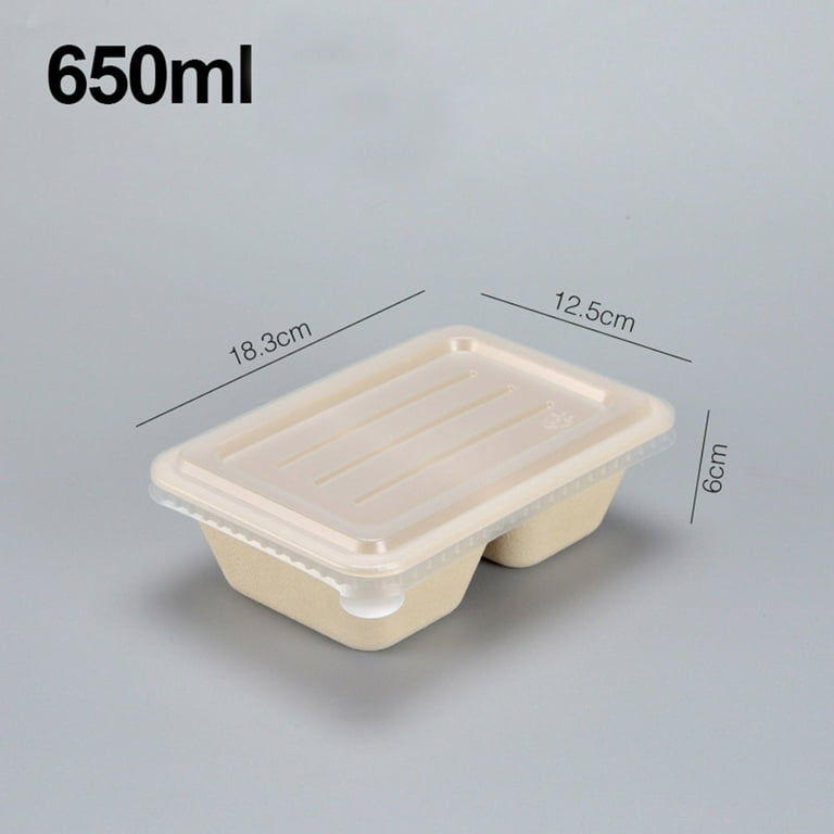 Compostable Reusable Take Out Food Containers With Lid, Bamboo Pulp Straw  50's - Go-Compost Salad Packing Box