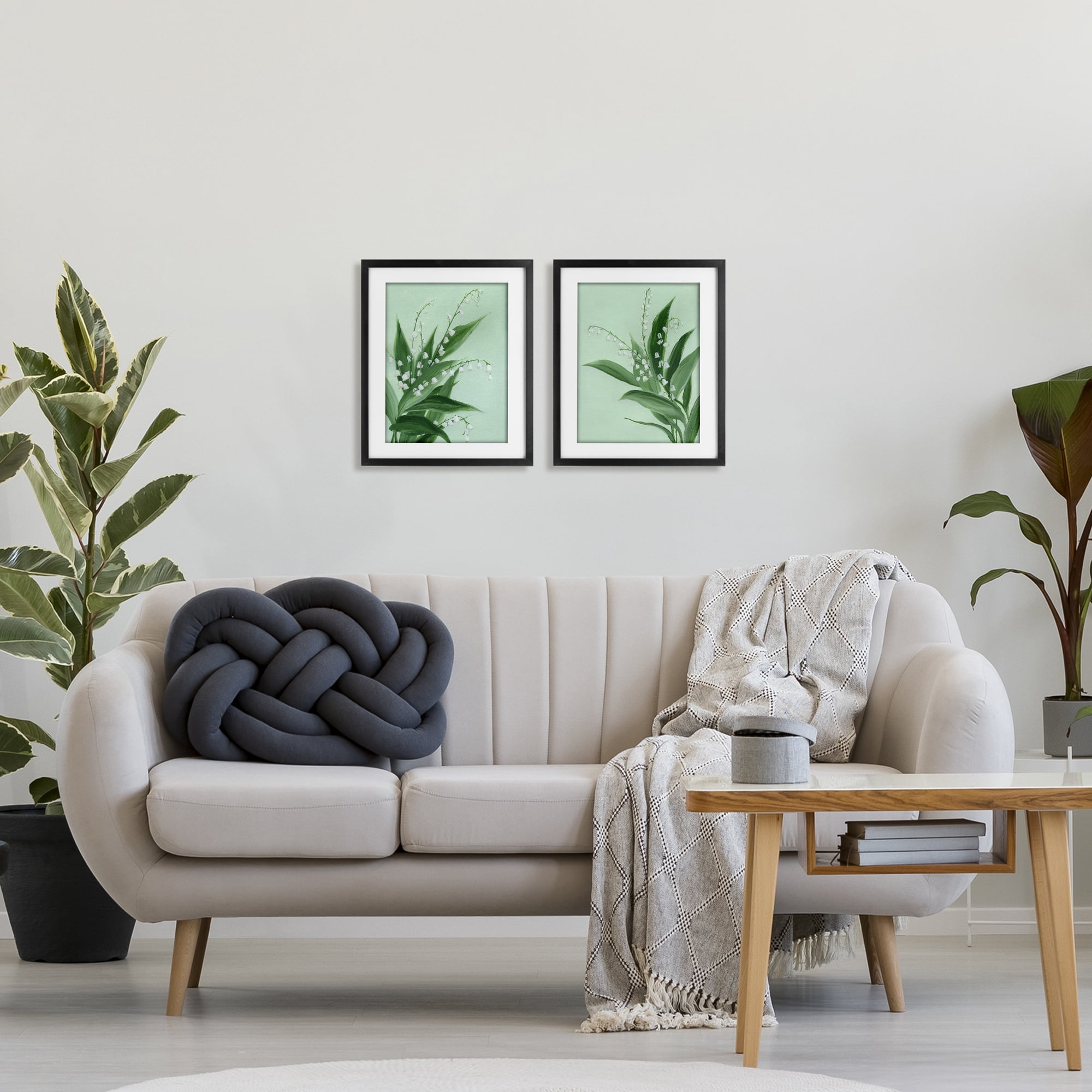 Stupell Industries Blooming Lily of Valley 2 Piece Black Framed Print Under Glass Set, design by Grace Popp