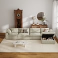 thumbnail image 4 of The Magic Home 157" Sofa Couch, Cloud Modular Sectional Sofa with Removable Storage Ottoman, L Shaped Linen Modern Comfy for Living Room, Apartment, Office, DIY Combination, 4 Seater Khaki Couch, 4 of 15