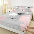 thumbnail image 3 of jejeloiu Pink Gray Flower Full Size Sheets,Boho Bohemian Floral Bed Sheets,Japanese Exotic Style Sheet Sets For Girls Kids,Luxury Bedroom Decor,4 Pieces, 3 of 7