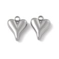 thumbnail image 3 of Non-201 Stainless Steel Pendants Heart Charm Stainless Steel Color 13.5x10x3mm Hole: 2mm, 3 of 3