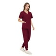thumbnail image 4 of Scrubs for Women Scrub Set - Jogger Pant and Comfort Stretch V-Neck Top, Easy Care Workwear Nurse Uniforms Wine XL, 4 of 4