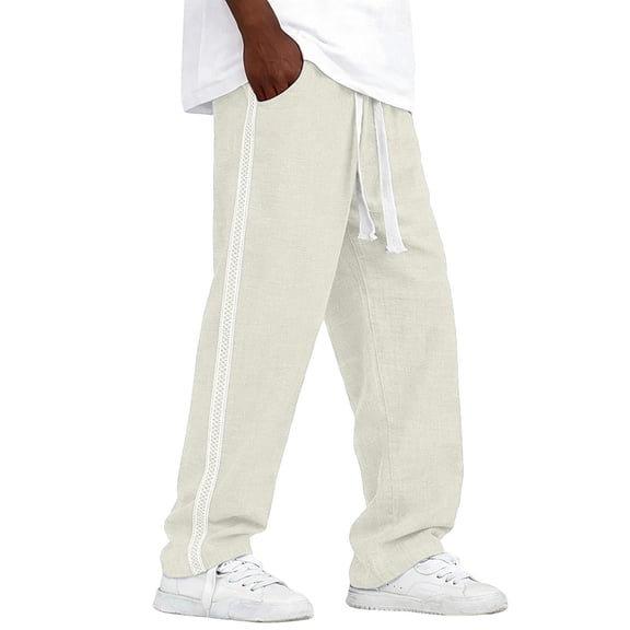 Dagugfen Athletic Pants for Men Loose Fitted Drawstring Elastic Waist Summer Outdoor Basketball Workout Full Length Pants for Men
