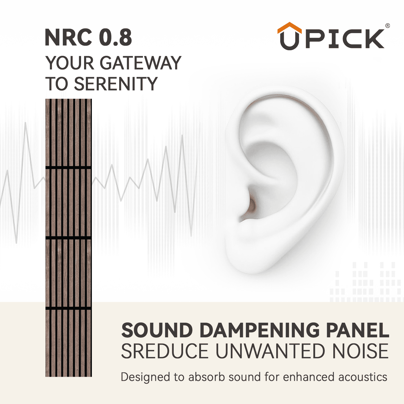 Upick Foldable Acoustic Wall Panels, 4 Pack 94.5" x 12.6" MDF Slat Wood Panels for Wall, Sound Absorbing Wall Panels for Interior Wall Decor, Walnut