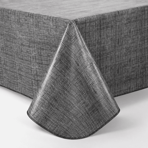 60 x 60 Inch Dark Gray Square Tablecloth, Waterproof PVC Table Cover, Spill & Stain Resistant Easy Wipe Table Protector for Dining Kitchen Table