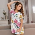 thumbnail image 3 of Vsdgher Colorful Flowers Pattern Womens Short Sleeve Sleepshirt Scoopneck Cute Nightdress Ruffle Comfy Nightgown, 3 of 6