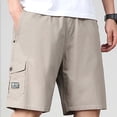 Avirosel Men's Casual Cotton Loose Cargo Shorts with Elastic Waist and ...