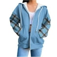 thumbnail image 2 of JUSLIO Womens Hoodies Plaid with Pockets Oversized Long Sleeved Zipper Hooded Sweatshirts, 2 of 6