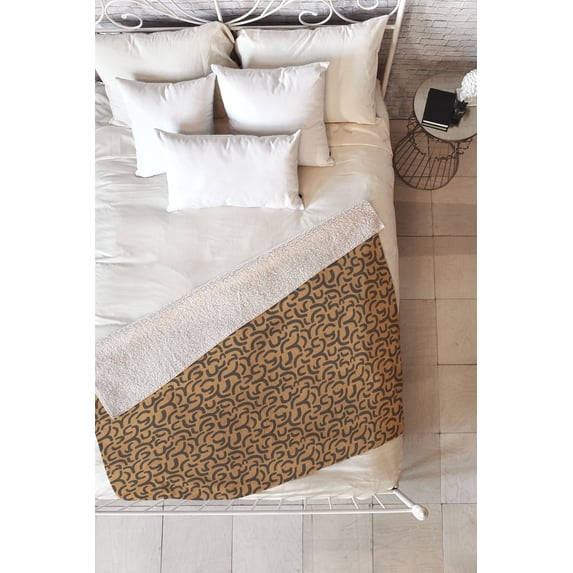 Society6 Iveta Abolina Geometric Lines Vintage Linen Sherpa Fleece Blanket