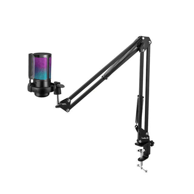Micrófono Condensador Rgb Gamer Usb Para Pc Podcast Audio Lab.G Negro