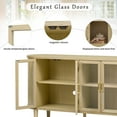 thumbnail image 5 of Buffet Cabinet with Storage, Wood Buffet Cabinet with 4 Glass Doors and Adjustable Shelves for Kitchen, Dining Room and Living Room (Natural), 5 of 9