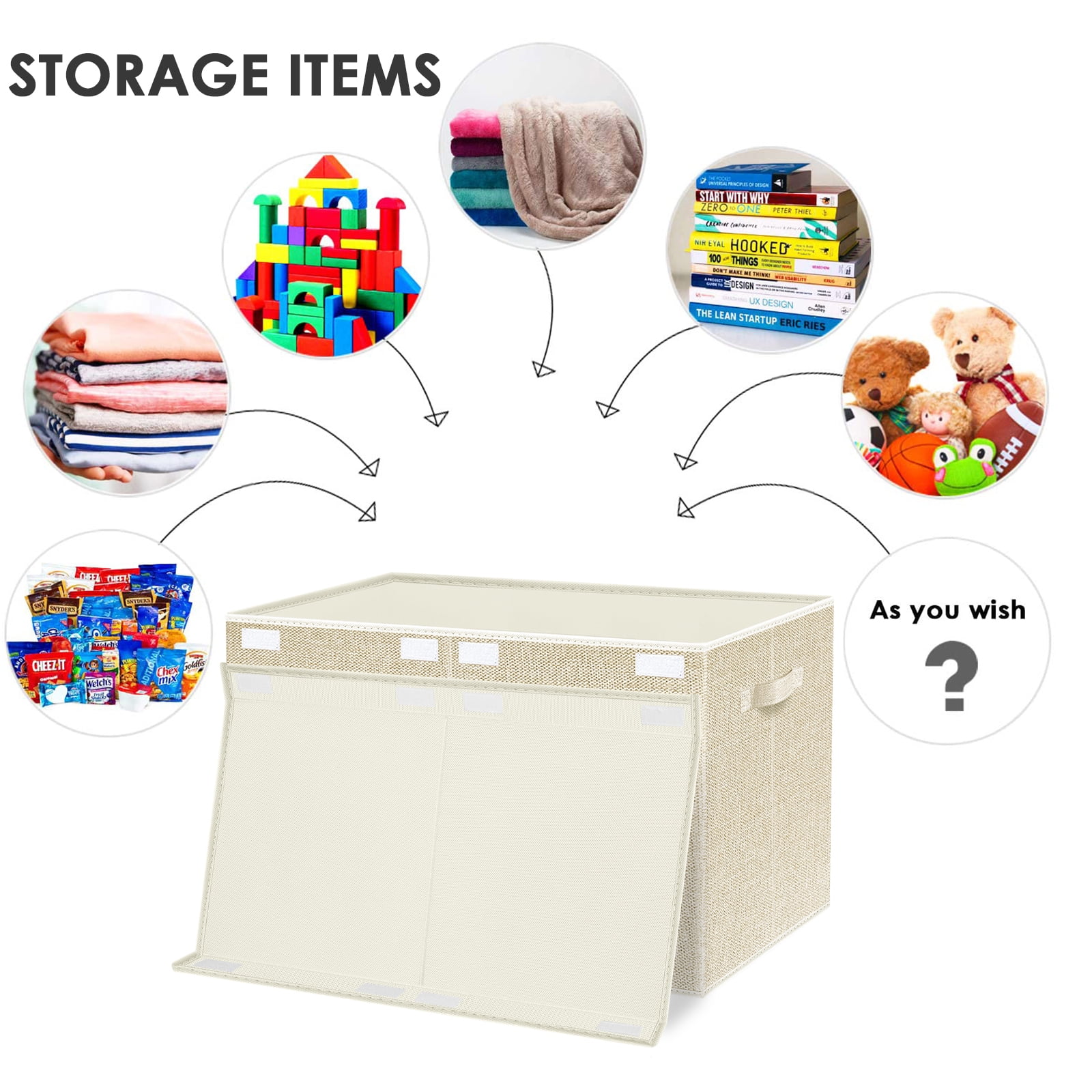 Homyfort Large Toy Box Chest Storage with Lid, Collapsible Kids Toy Container Bins for Playroom,Boys, Girls, Nursery Room, Playroom 25*13*16 inch( Beige)