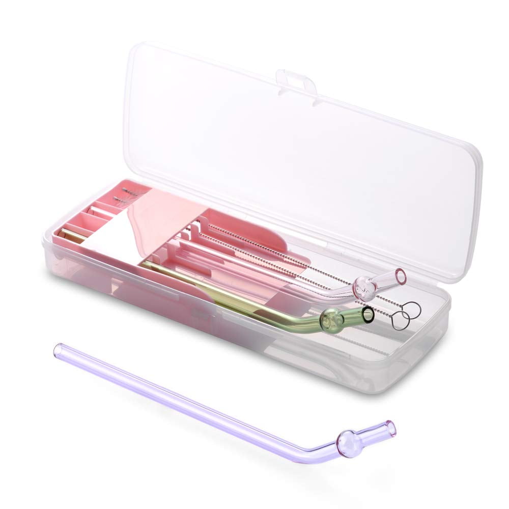 Private Glass Straws, Reusable Drinking Straw (Storage Case + Cleaning