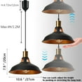 thumbnail image 4 of FSLiving Adjustable Height J Type Track Lighting Iron Cone Lamp 4 Ft Vintage Stytle, Track Mount E26 Socket Interior in Gold Macaron Style Pendant Light for Dinning Table Top Island, 4 of 7
