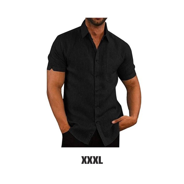 Baohd Chemise à Simple Boutonnage pour Hommes Banquet Voyage Randonnée Été Manches Courtes Col Rabattu Mode Vêtements Noir TTTG