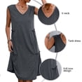 thumbnail image 4 of Vestido sin mangas Ticfox Color sólido Suelto Casual Volantes Gris M, 4 of 5