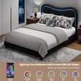 thumbnail image 4 of LED Bed Frame with 2 Drawers and Headboard, Cute Upholstered Bed with Storage, Sturdy Platform Bed, No Box Spring Needed, Wooden Slats, Noise Free, Black,Queen Size, 4 of 8