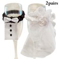 thumbnail image 3 of Coofit 2 Pairs Bride and Groom Cup Covers Creative Wine Glass Decoration for Wedding, 3 of 10