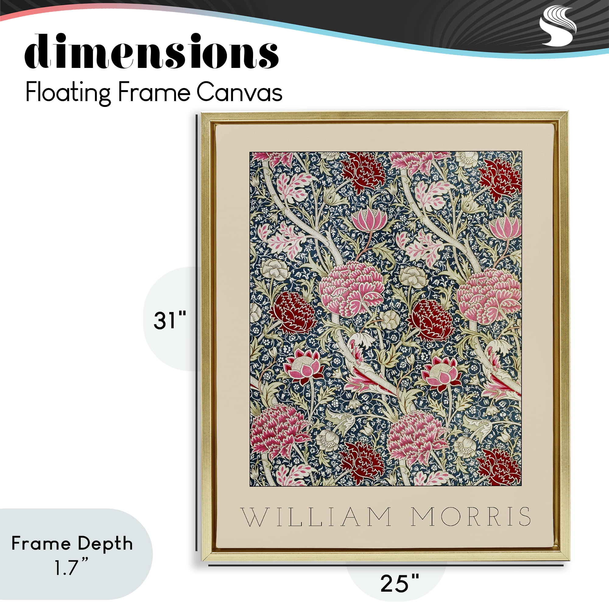 Stupell Industries Ornate Intertwined Flower Classic Gold Framed Floater Canvas Wall Art, design by Lil' Rue