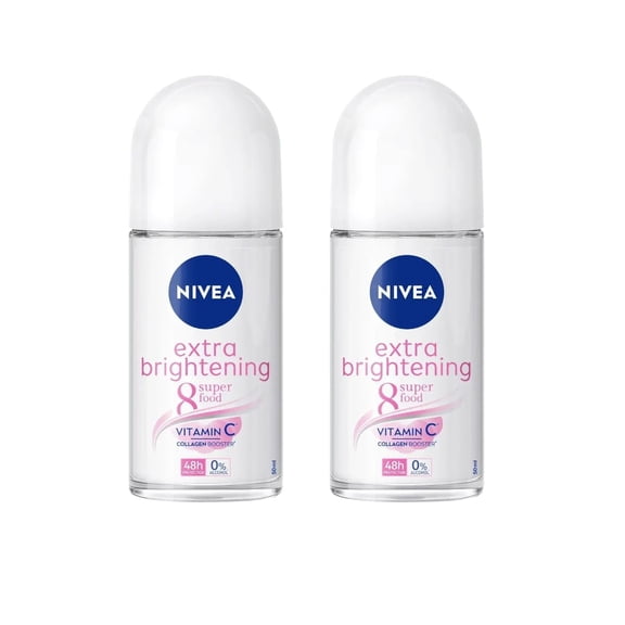 Nivea Extra Brightening 8 Super Food, Vitamin C Collagen Booster Underarm Roll on Deodorant, Size 50 ml, 1.69 Oz (Pack Of 2)