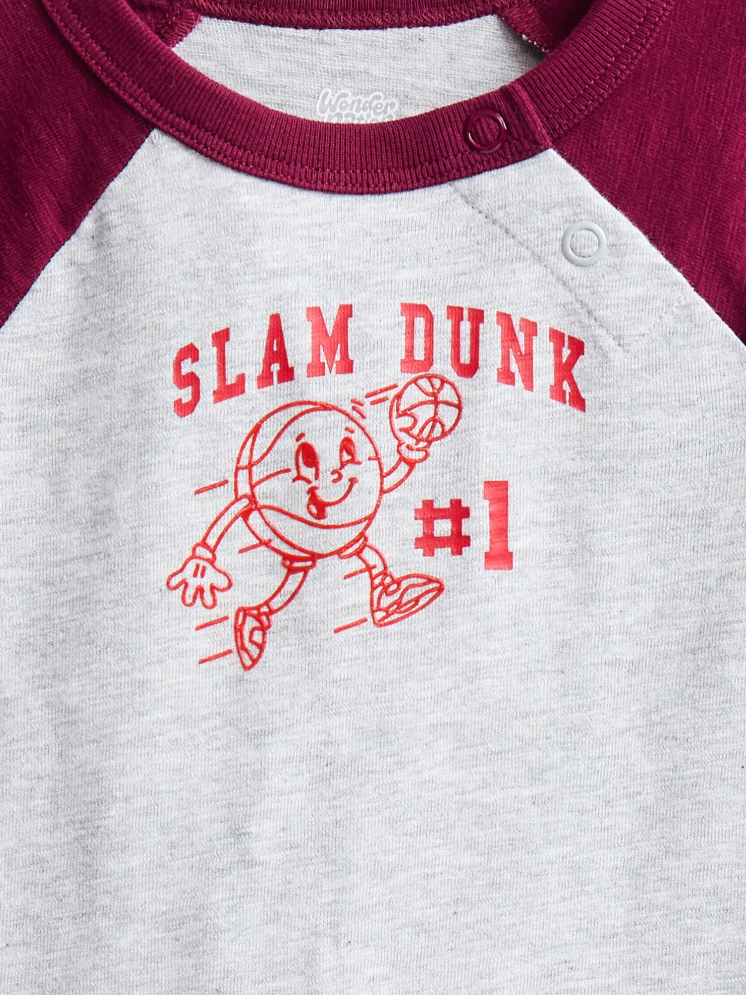 Wonder Nation Baby Boys' Graphic Cotton Bodysuit with Long Raglan Sleeves, Sizes 0M-24M