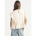 thumbnail image 3 of Jessica Simpson Women’s Bowie Cotton Blouse with Ruffle Sleeves, Sizes XS-XL, 3 of 6