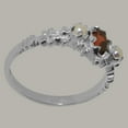thumbnail image 4 of LBG British Made 18k White Gold Natural Garnet & Cultured Pearl Womens Promise Ring - 33 size options - Size 9.5, 4 of 9