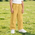 thumbnail image 2 of Krdevn Kids' Solid Color Cotton Gauze Pants, Elastic Waist Loose Wide Leg Summer Pants,Yellow, 2 of 6