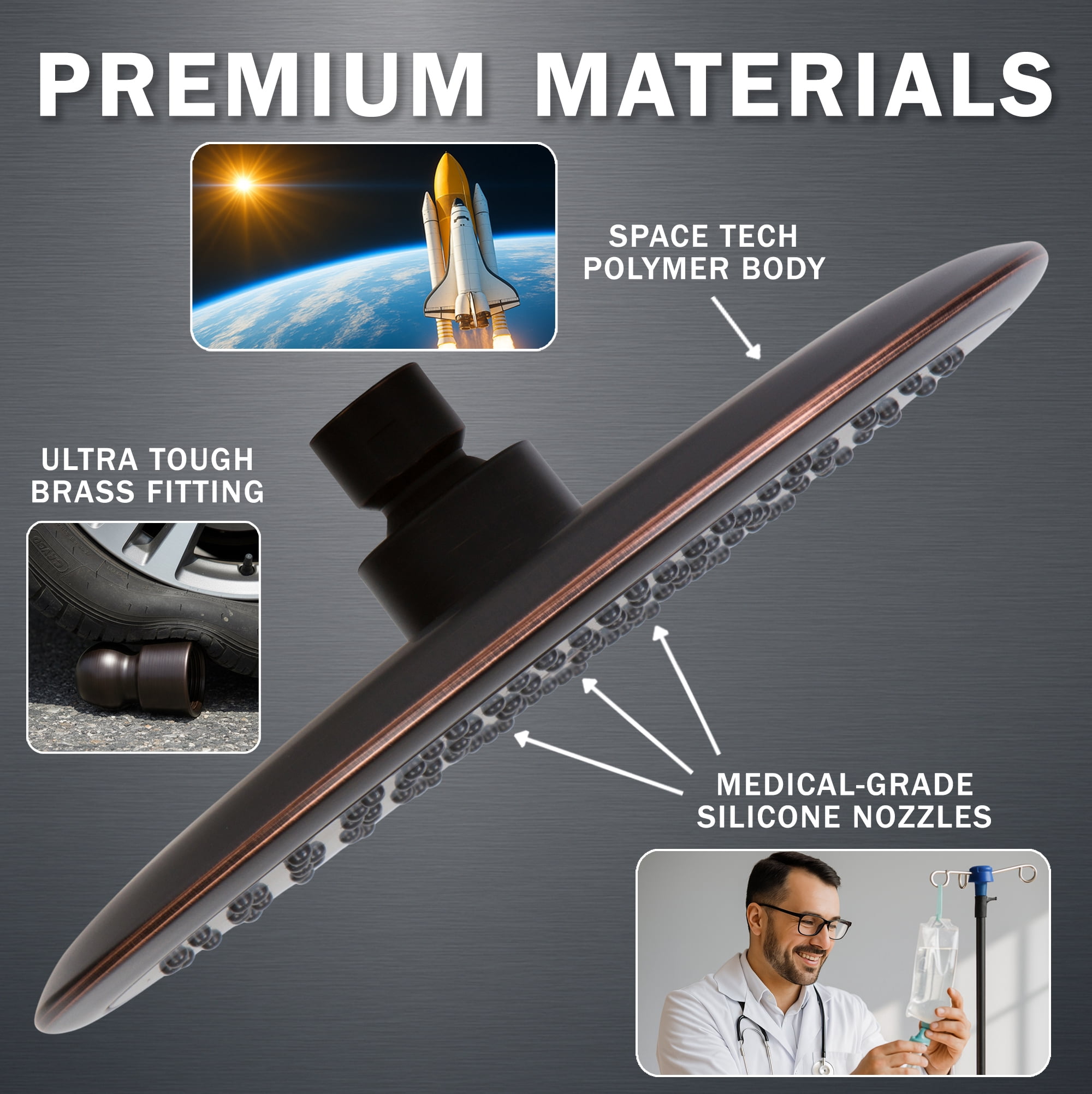 Aqua Elegante Luxury Rain Shower Head for Overhead Waterfall Showers - 2.5 GPM - Oil-Rubbed Bronze