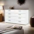 Atlin Designs Modern 8 Drawer Double Dresser with Bar Handles in White