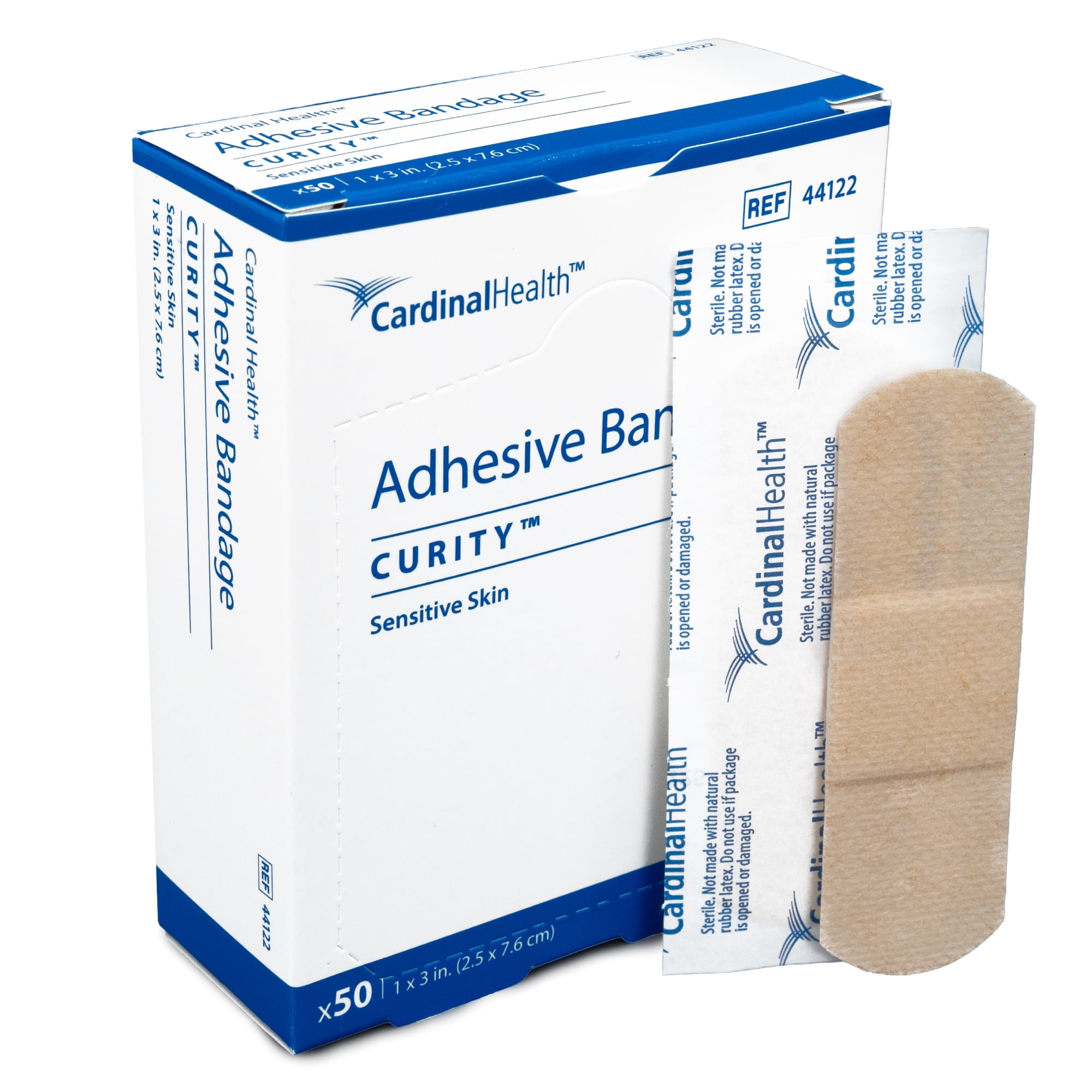 Curity™ Sensitive Skin Adhesive Bandages 3 x 1 Inch, Sterile – Flexible, Hypoallergenic Bandages Designed for Sensitive Skin, 44122 (Pack of 50)