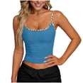thumbnail image 2 of Sevevn Women’s Leopard Trim Tank Top Sleeveless Fitted Crop Cami Shirt Soft Stretch Casual Summer Top for Workout, Streetwear, Daily Wear Blue S, 2 of 7