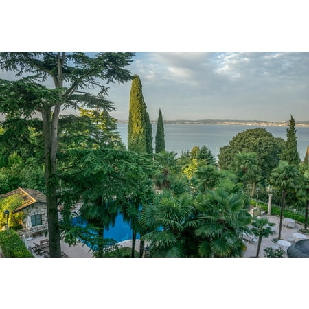 Framed Art for Your Wall Travel Italy Pool Blue Lake Garda Sunset Luxury 10x13 (Italian Design Company Best Known For Luxury)