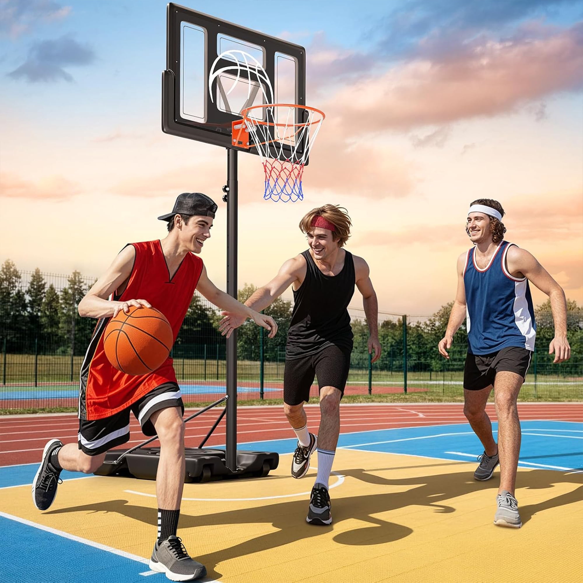 Tonbux Adjustable Basketball Hoop Outdoor 10FT, Basketball Portable Hoops & Goals, 44 Inch Backboard, for Kids, Youth, and Adults in The Backyard, Driveway