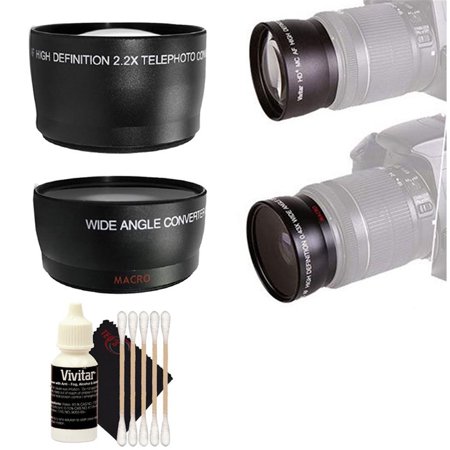 Vivitar 49mm 2X HD Multi-Coated Telephoto and Wide Angle Lens with Cleaning Kit for Vivitar 49mm Thread Lens