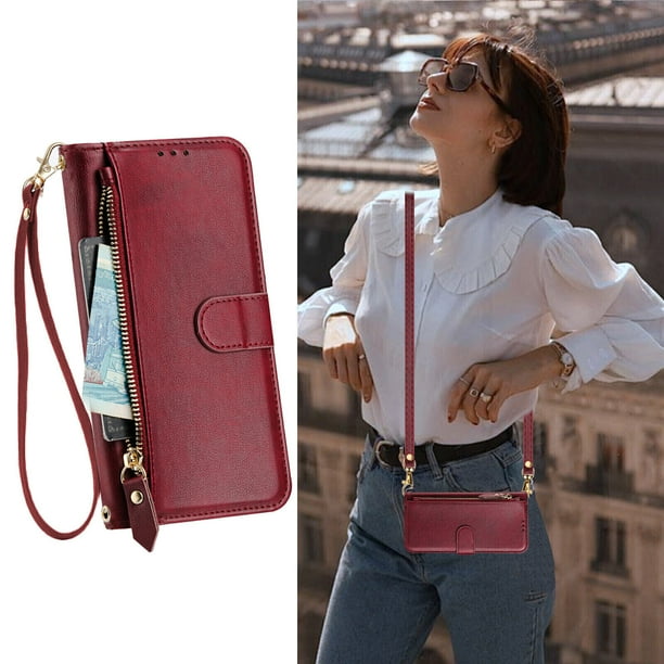 Funda para OPPO A40 4G Cartera de Mano con Cremallera y Correa Cruzada Desmontable