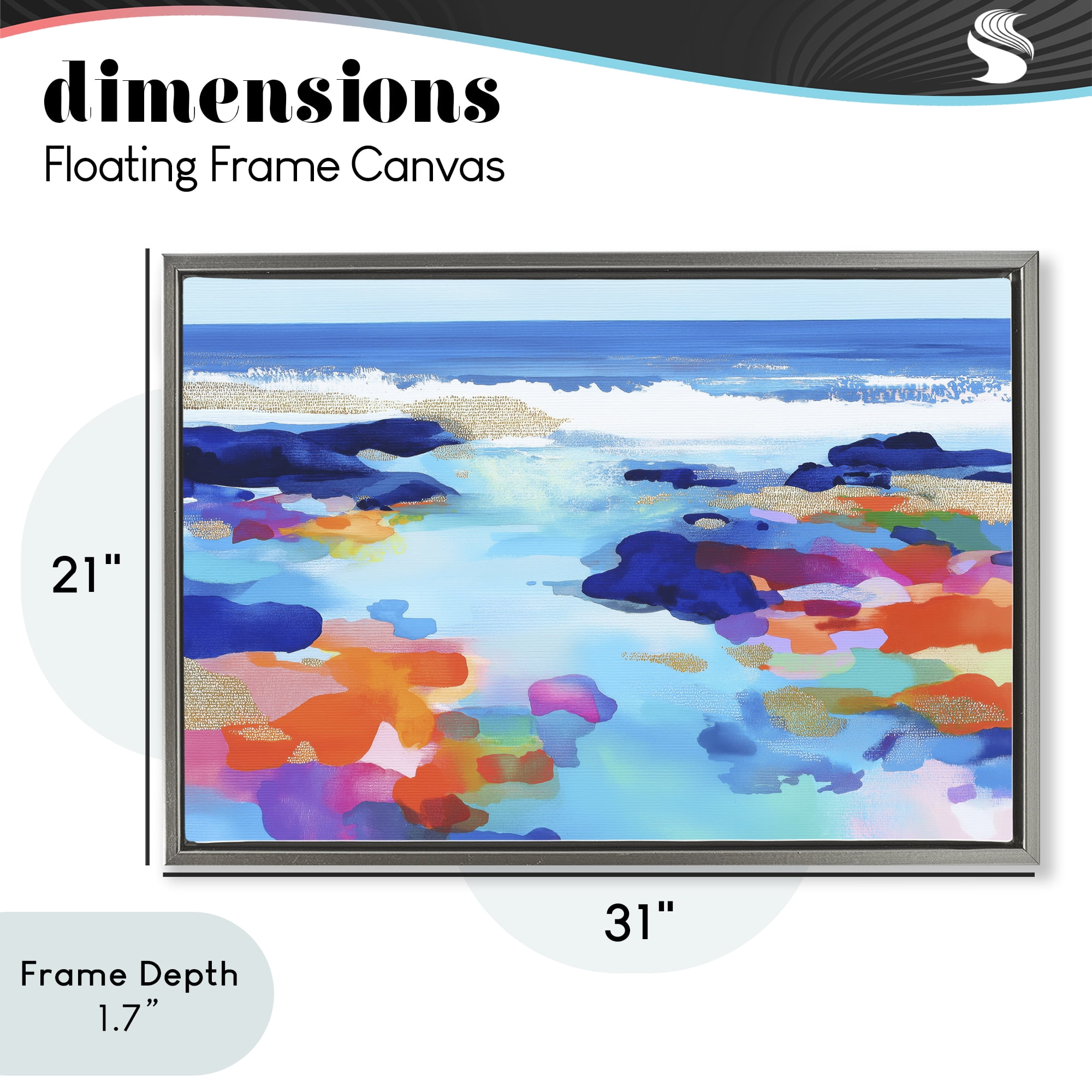 Stupell Industries Coastal Pools Overlay Abstraction Gray Framed Floater Canvas Wall Art, design by Chromatic Storm Studio
