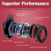SPBPQY G9000 Stereo Gaming Headsets for PC P4 P5 Controller, Noise Cancelling over Ear Headphones with Mic, LED Light, Bass Surround (Red)