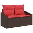 thumbnail image 3 of vidaXL 4 Piece Garden Sofa Set with Cushions Brown Poly Rattan, 3 of 5